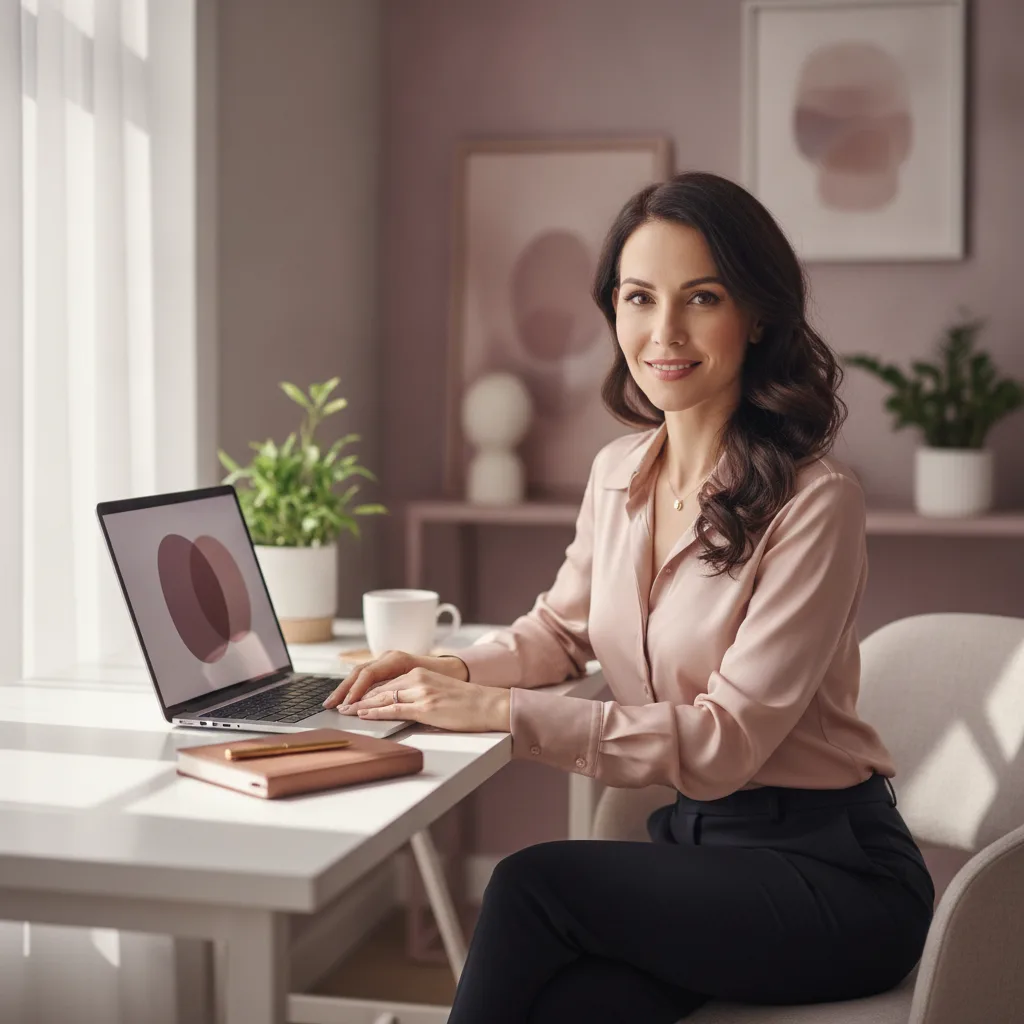 Confident woman consultant at her desk